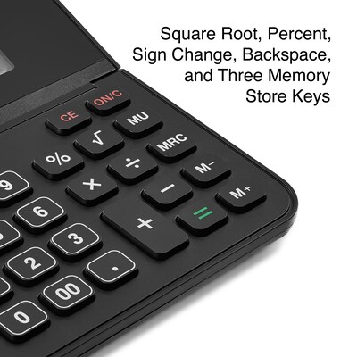Staples 10-Digit Battery & Solar Basic Calculator, Black (TR250/ST250-CC)