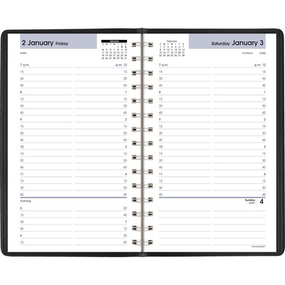 2026 AT-A-GLANCE DayMinder 5 x 8 Daily Appointment Book, Faux Leather Cover, Black (G100-00-26)