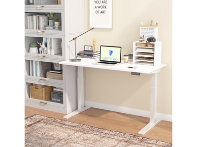 FlexiSpot E7 Pro 55"W Electric Adjustable Standing Desk, White (E7WPRO5528-W)