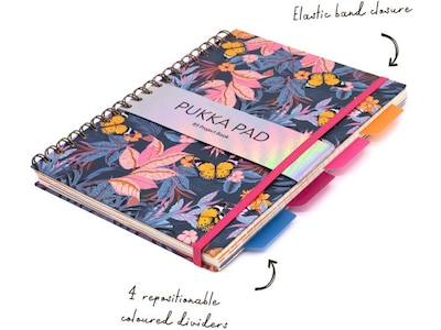 Pukka Pad Bloom 5-Subject Subject Notebooks, 6.9" x 9.8", College Ruled, 100 Sheets, Assorted Colors, 3/Pack (9494-BLM(ASST))