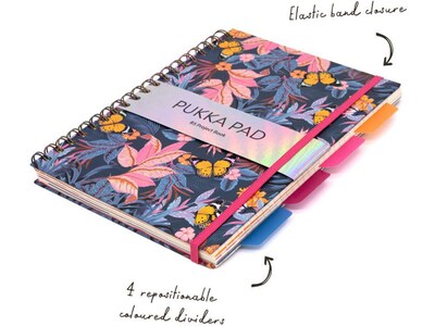 Pukka Pad Bloom 5-Subject Subject Notebooks, 6.9" x 9.8", College Ruled, 100 Sheets, Assorted Colors, 3/Pack (9494-BLM(ASST))