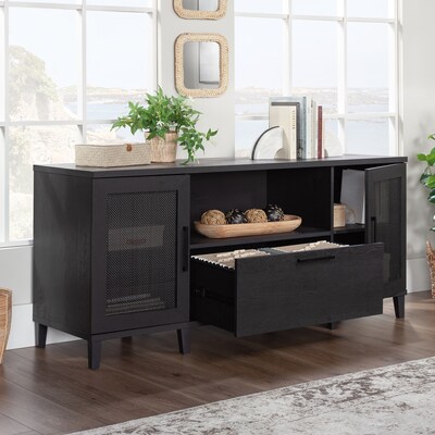 Sauder Tiffin Line 30H Storage Credenza with 3 Shelves, Raven Oak (433265)