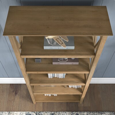 Bush Furniture Key West 66"H 5-Shelf Bookcase with Adjustable Shelves, Reclaimed Pine Laminated Wood, 2/Set (KWS046RCP)