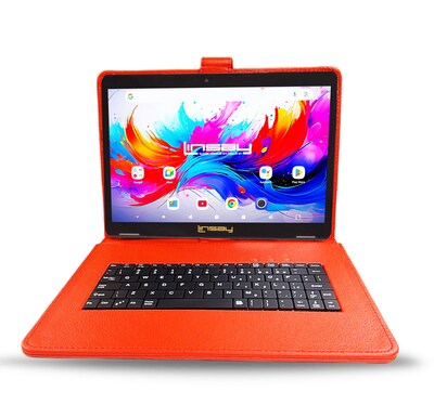 Linsay F10 Series 10.1" Tablet, Wi-Fi, Octa Core, 256GB eMMC, Android 15, with Red Keyboard Case (F10XIPSREDSPLUS)