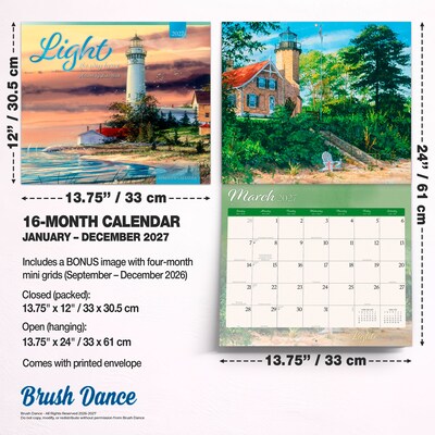 2027 BrownTrout Light the Way Home 14" x 12" Monthly Wall Calendar, Assorted Colors (9798330716036)