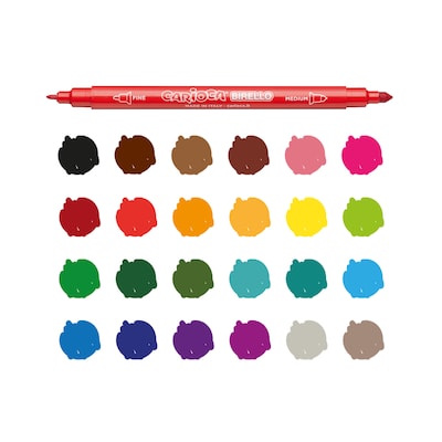 CARIOCA Birello Washable Kids Markers, Twin Tip, Assorted Colors, 24/Set (CRA41521)