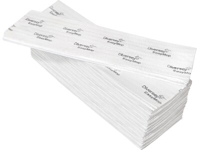 Diversey EasyMop Microfiber Dust Mop Pads, White, 50/Pack (D1232214)