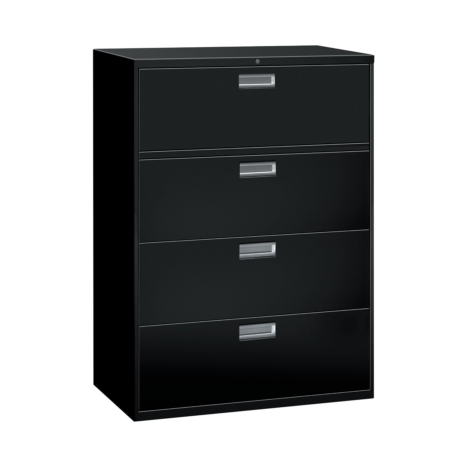 HON Brigade 600 Series 4-Drawer Lateral File Cabinet, Locking, Letter/Legal, Black, 42W (HON694LP)