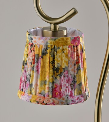 Simplee Adesso Perry Candlewarmer 14.5" Halogen Table Lamp, Antique Brass/Yellow/Pink Floral (SL1194-21)