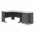 Bush Business Furniture Cubix 48W Corner Desk with 36W Return and Mobile File Cabinet, Slate/White S