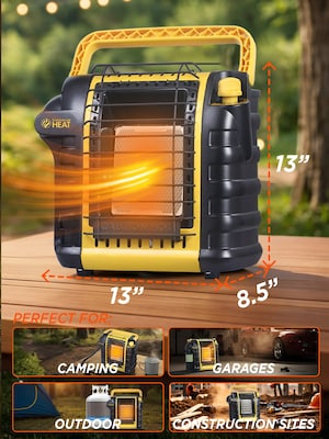 Commercial Heat 9000 BTU Portable Outdoor Radiant Propane Patio Heater, Yellow (CHP9000Y)