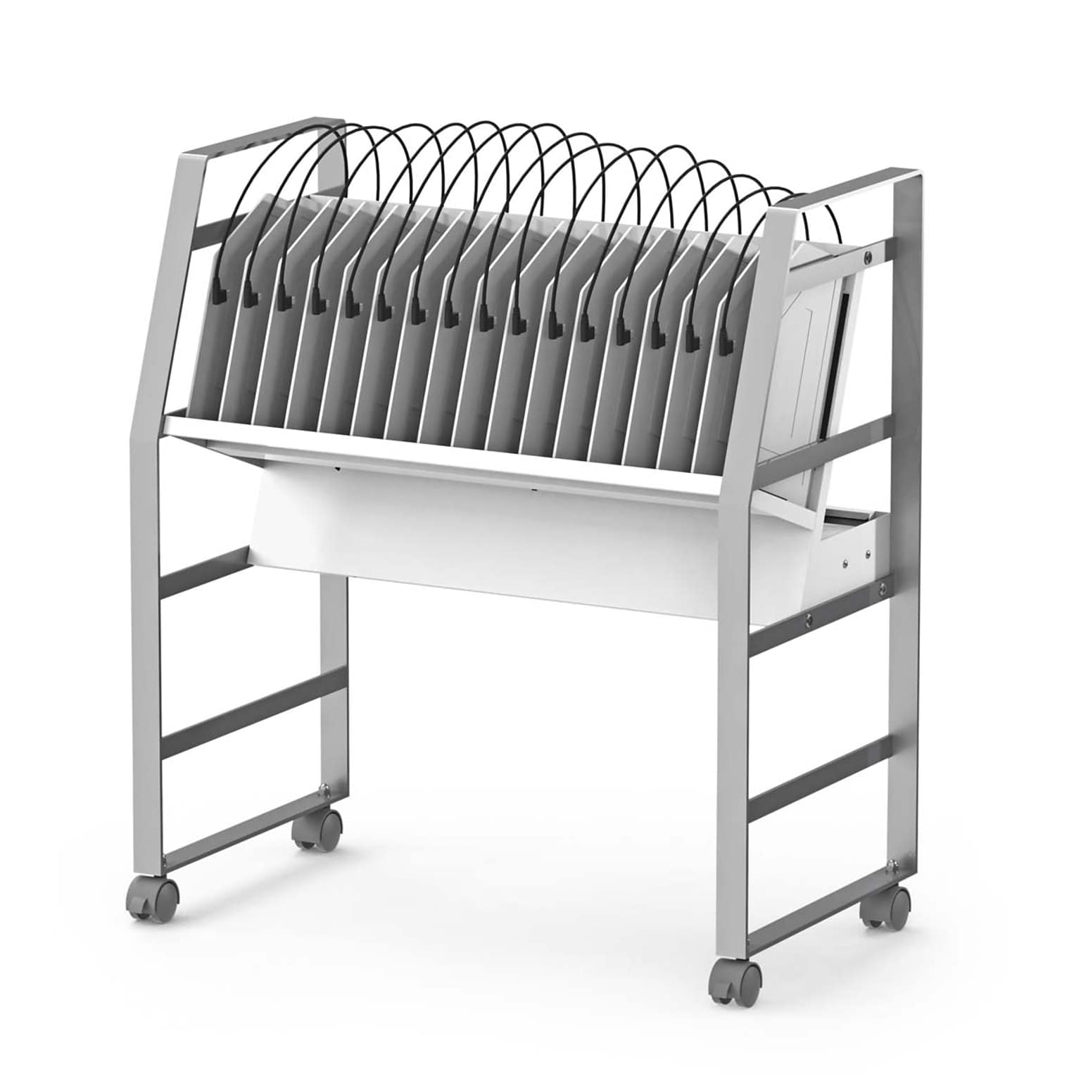 Luxor 16-Unit USB-C Open Charging Cart, White Powder-Coated Steel (CHMC005)