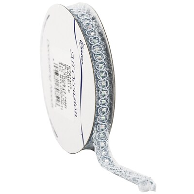 JAM Paper Nylon Knit Decorative Ribbon, Baby Blue Metallic (E797303)