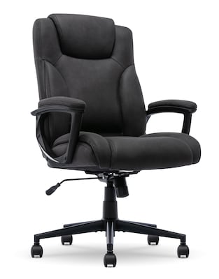 Serta Comfort Eco Ergonomic Velvet Fabric Swivel Executive Chair, Light Black (CCHR10006B)