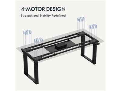 FlexiSpot E7Q 71"W Electric Adjustable Bamboo Top Standing Desk, Black (E7QBR7135LBDB)