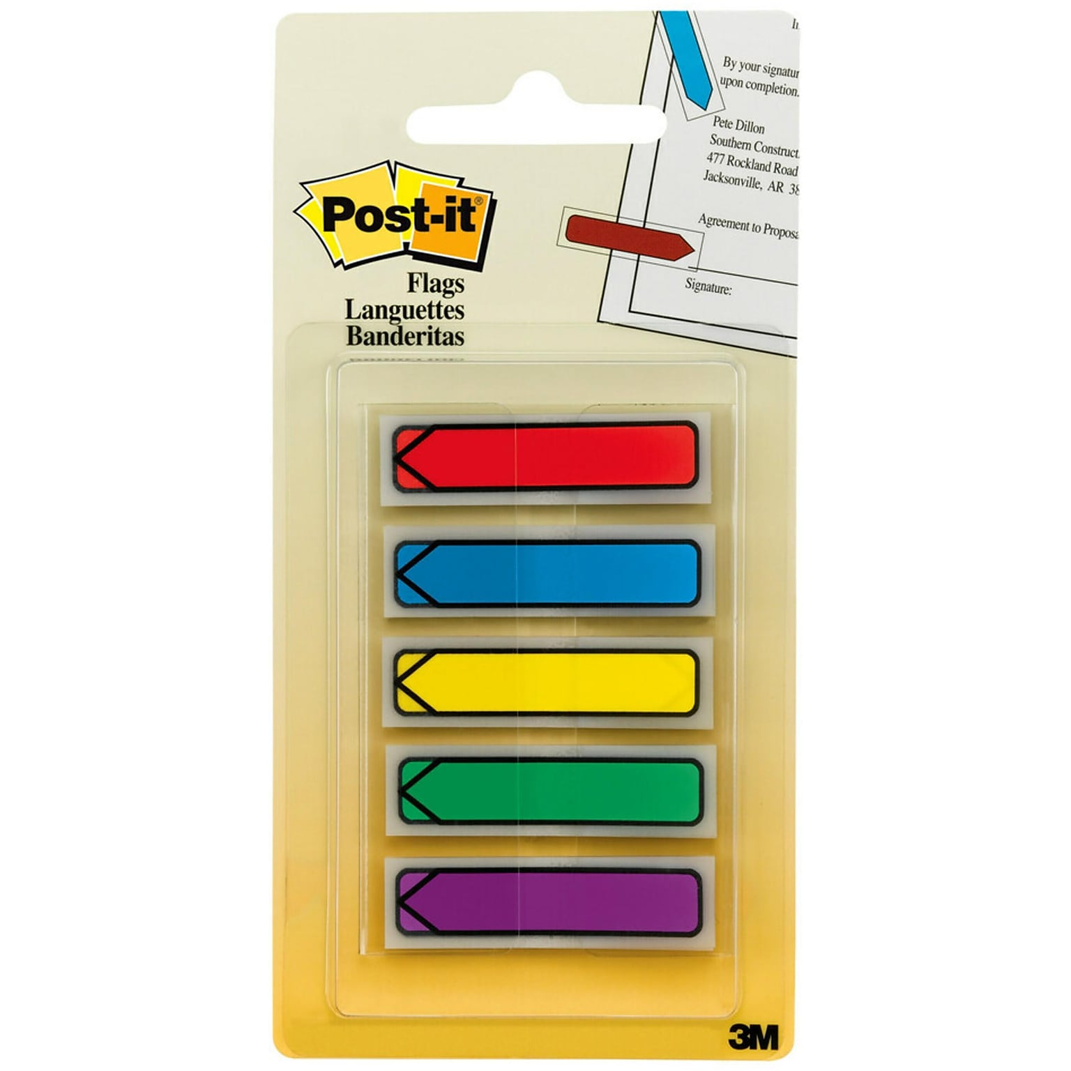 Post-it Arrow Flags, 0.5 Wide, Assorted Colors, 100 Flags/Pack (684-ARR1)