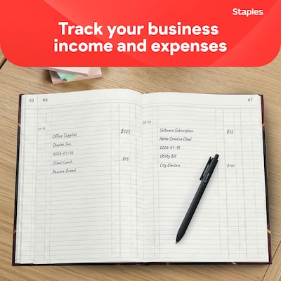Staples Ledger Book, Black, 150 Sheets/Book (217679)