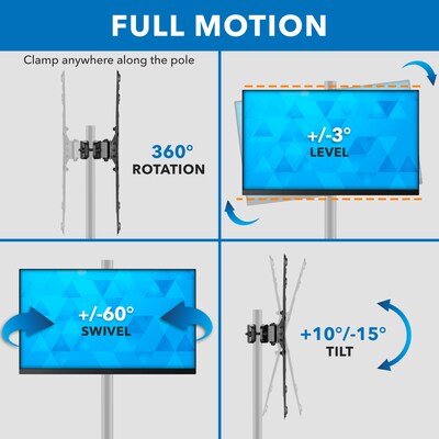 Mount-It! TV Pole Mount for 32" to 55" TVs, Holds up to 55 lbs. Max., Black (MI-390XL)