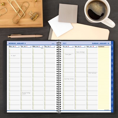 2027 AT-A-GLANCE QuickNotes 8.25" x 11" Weekly & Monthly Appointment Book, Faux Leather Cover, Black (76-950-05-27)