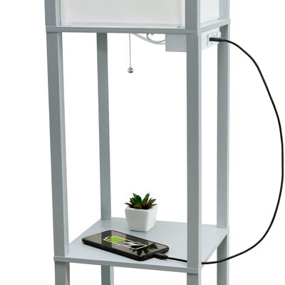 Simple Designs Etagere Organizer 62.5" Floor Lamp with Rectangular Shade, Gray (LF1037-GRY-CCLB)