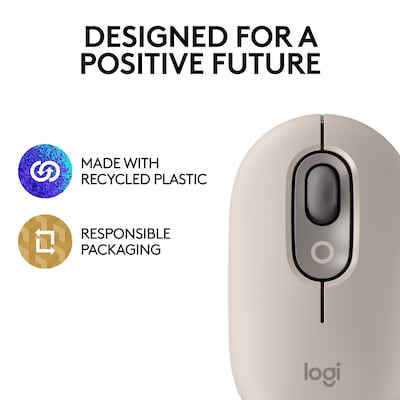Logitech POP Wireless Ambidextrous Optical Mouse, Mist (910-006625)