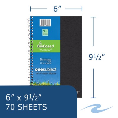 Roaring Spring Paper Products BioBased 1-Subject Notebooks, 6" x 9.5", College Ruled, 70 Sheets, Each (13360)