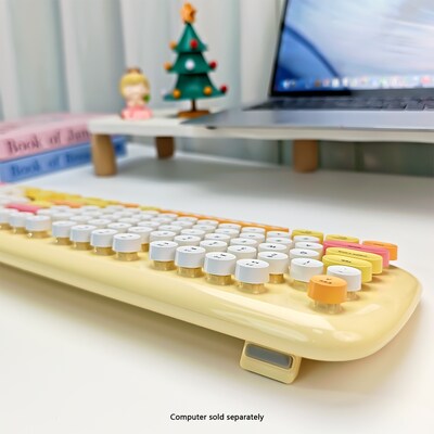 SaharaCase Wireless Ergonomic Keyboard and Laser Mouse Combo, Yellow (KB13)