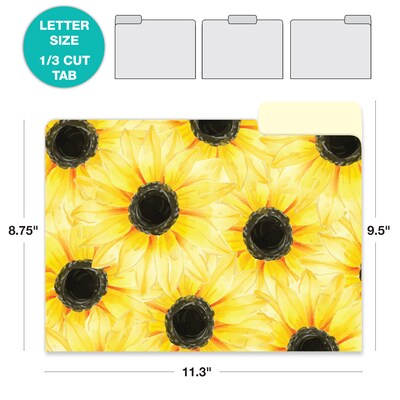Global Printed Products Heavy Duty Interior File Folders, 1/3-Cut Tab, Letter Size, Paper Stock, Sunflower, 24/Pack (GPP-0101-D)