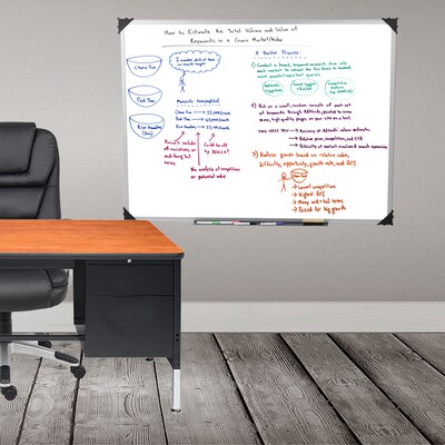 Mind Reader 36 x 48 Wall Mount Whiteboard, Magnetic Dry Erase, White