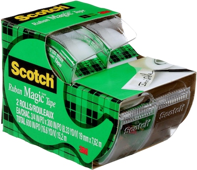 Scotch Magic Invisible Clear Tape Refill, 0.75" x 8.3 yds., 1"Core, 2 Rolls/Pack (2105)