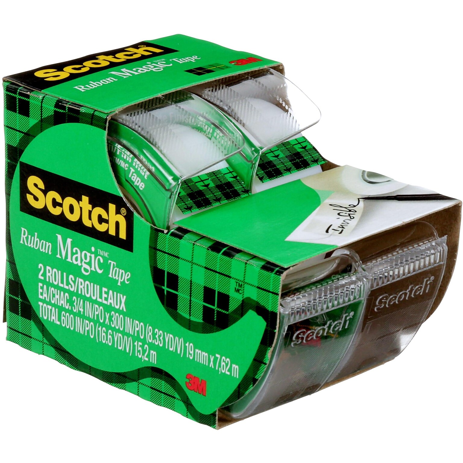 Scotch Magic Invisible Clear Tape Refill, 0.75 x 8.3 yds., 1Core, 2 Rolls/Pack (2105)