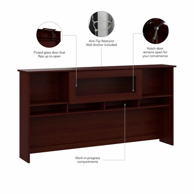 Bush Furniture Cabot 72"W Desktop Hutch, Harvest Cherry (WC31473)