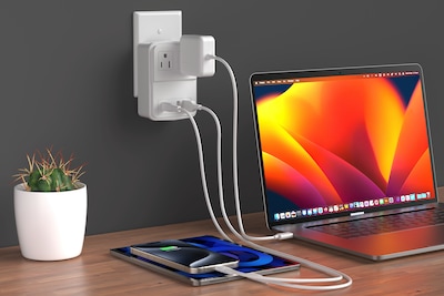 LAX USB PD 20W Travel Adapter 2-Outlet 4-USB Surge Protector, White (INTSG2W)
