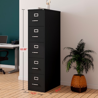 Quill Brand® Commercial 5 File Drawer Vertical File Cabinet, Locking, Black, Letter, 26.5"D (21917D)