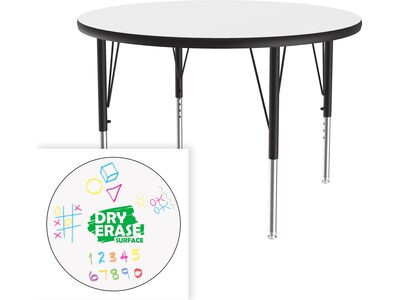 Correll 36 Round Activity Table, Height-Adjustable, Frosty White/Black (A36DE-RND-80)