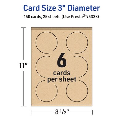 Avery Matte General Use Blank Cards, Kraft Brown, 150/Pack (95333)