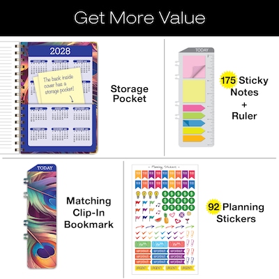 2027 Excello Brands 6" x 8" Weekly & Monthly Standard Planner, Paperboard Cover, Pastel Peacock (FSHN-CY27-58-61)