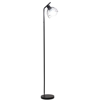 Simple Designs Sleek Essentials 54.5 Metal Floor Lamp with Wire Cage Shade, Black (LF1050-BLK)