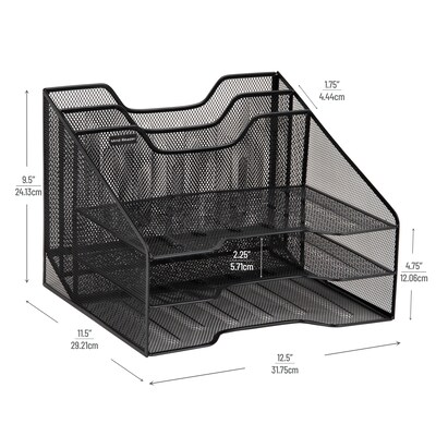 Mind Reader Metal Desk Organizer Letter Tray, Black, 2/Pack (2MESHBOX5-BLK)