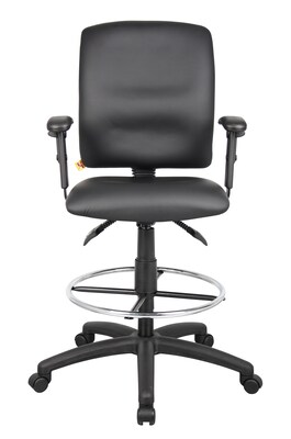 Boss® Multi-Function LeatherPlus Drafting Stool with Adjustable Arms