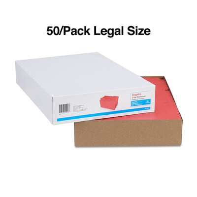 Staples® Reinforced Classification Folders, 2" Expansion, Legal Size, Red, 50/Box (TR18692)