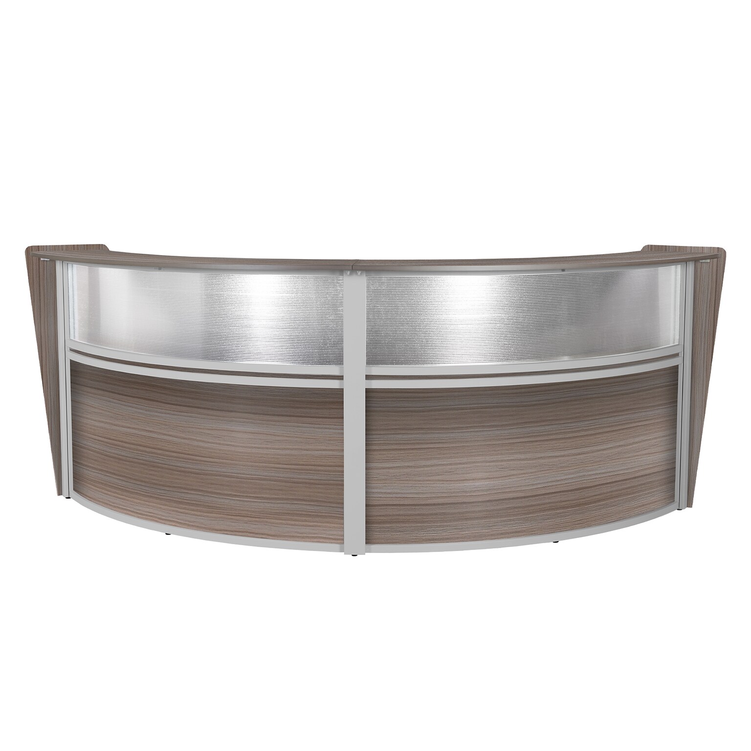 Regency Marque 124.5W Curved Reception Desk Workstation, Driftwood Gray (77312GY)