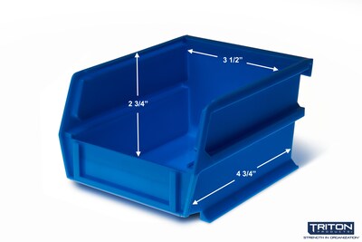 Triton Products LocBin Stackable Storage Bin, 3" x 4.12"x 5.37", Blue, 24/Pack (3-210B)