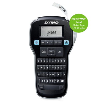 FREE DYMO Label Maker Tape ($29.99 value) with purchase of Dymo LabelManager 160 Portable Label Make