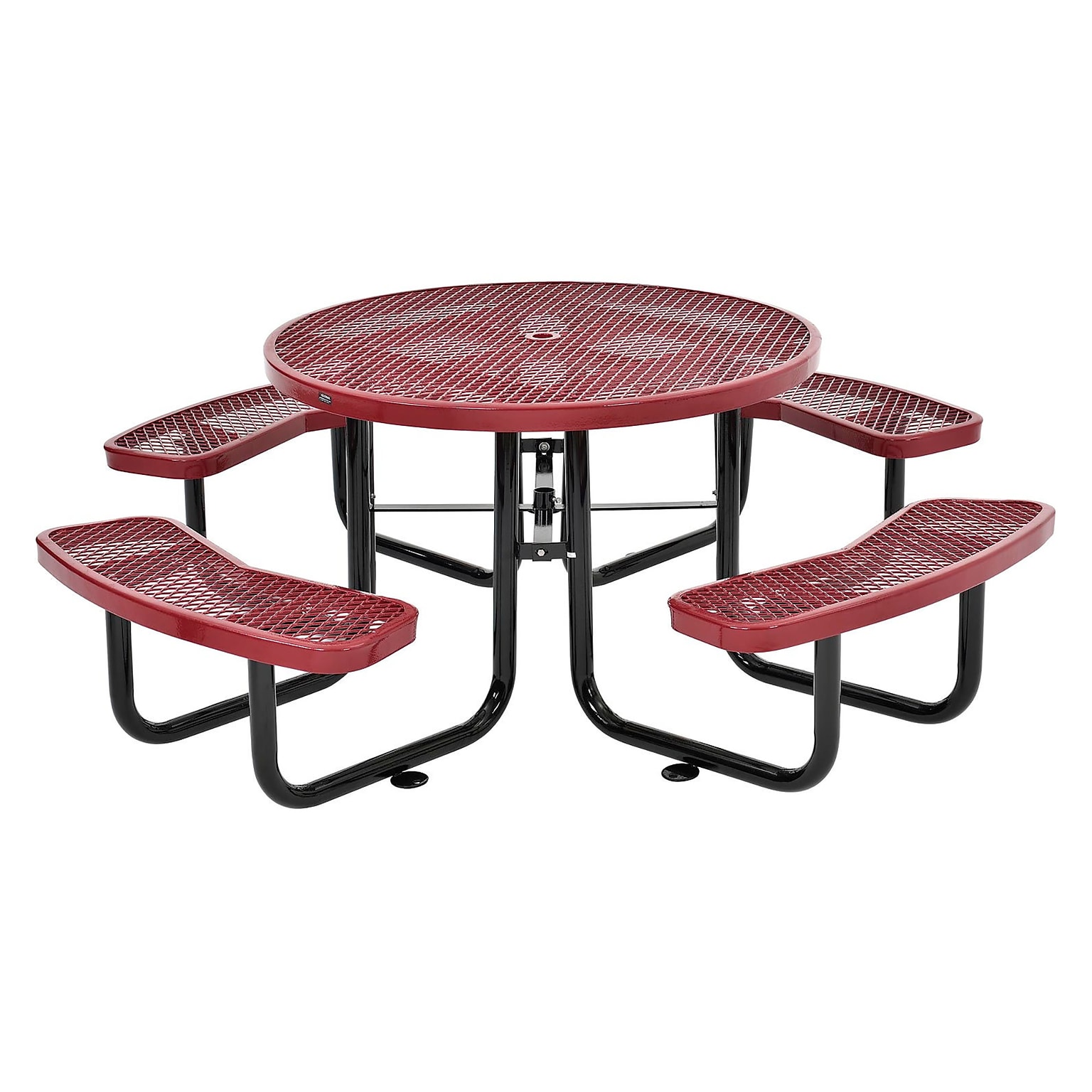 Global Industrial 46 Round Picnic Table, Expanded Metal, Red (277150RD)