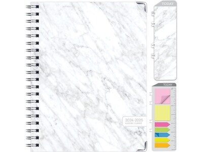2024-2025 Global Printed Products Marble 8.5" x 11" Academic Weekly & Monthly Planner, Paper Cover, Gray/White