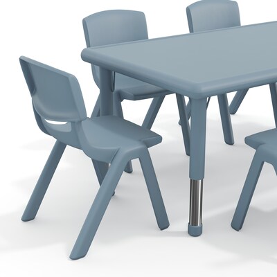Flash Furniture Emmy Rectangular Activity Table Set, 48" x 24", Height Adjustable, Dusty Blue (YCX13RECTTBDTBE)