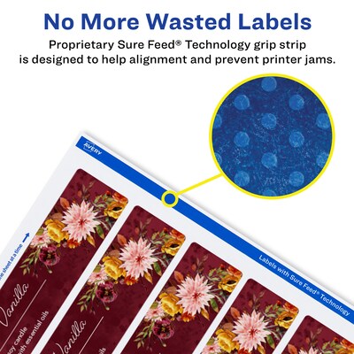 Avery Laser/Inkjet Rectangle Waterproof Multipurpose Labels, 1.25"  x 9.75", White, 500/Box (94262)