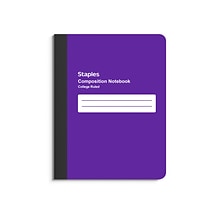 Staples® Composition Notebook, 7.5 x 9.75, College Ruled, 80 Sheets, Purple (ST55078)