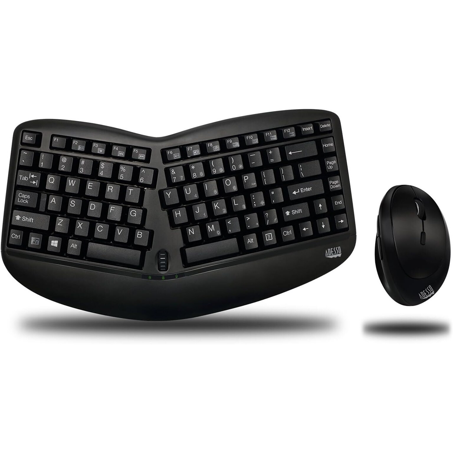 Adesso Tru-Form Wireless Ergonomic Keyboard and Optical Mouse Combo, Black (WKB-1150CB)